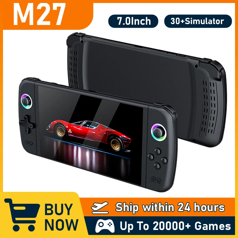 New M27 Portable Retro Handheld Game Console 7.0Inch IPS Screen Support 30+simulators 64GB/128GB Pocket Video Player Kids Gifts