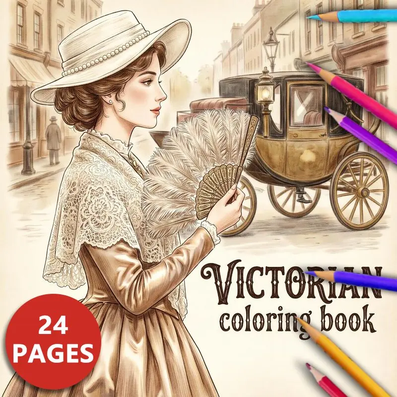 Adult Coloring Book: 24 Pages Victorian Style,Enjoy Tranquility Amidst Busy Life,Relax Body & Mind,Unleash Creativity for Adults