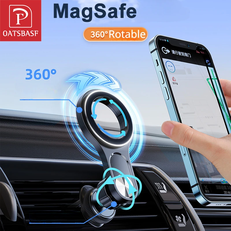 

Автомобильный магнитный держатель для телефона Oatsbasf, вентиляционное отверстие 360° ° Поворотная подставка для телефона, GPS-кронштейн для iPhone 17, 16, 15, Samsung, Xiaomi, универсальный
