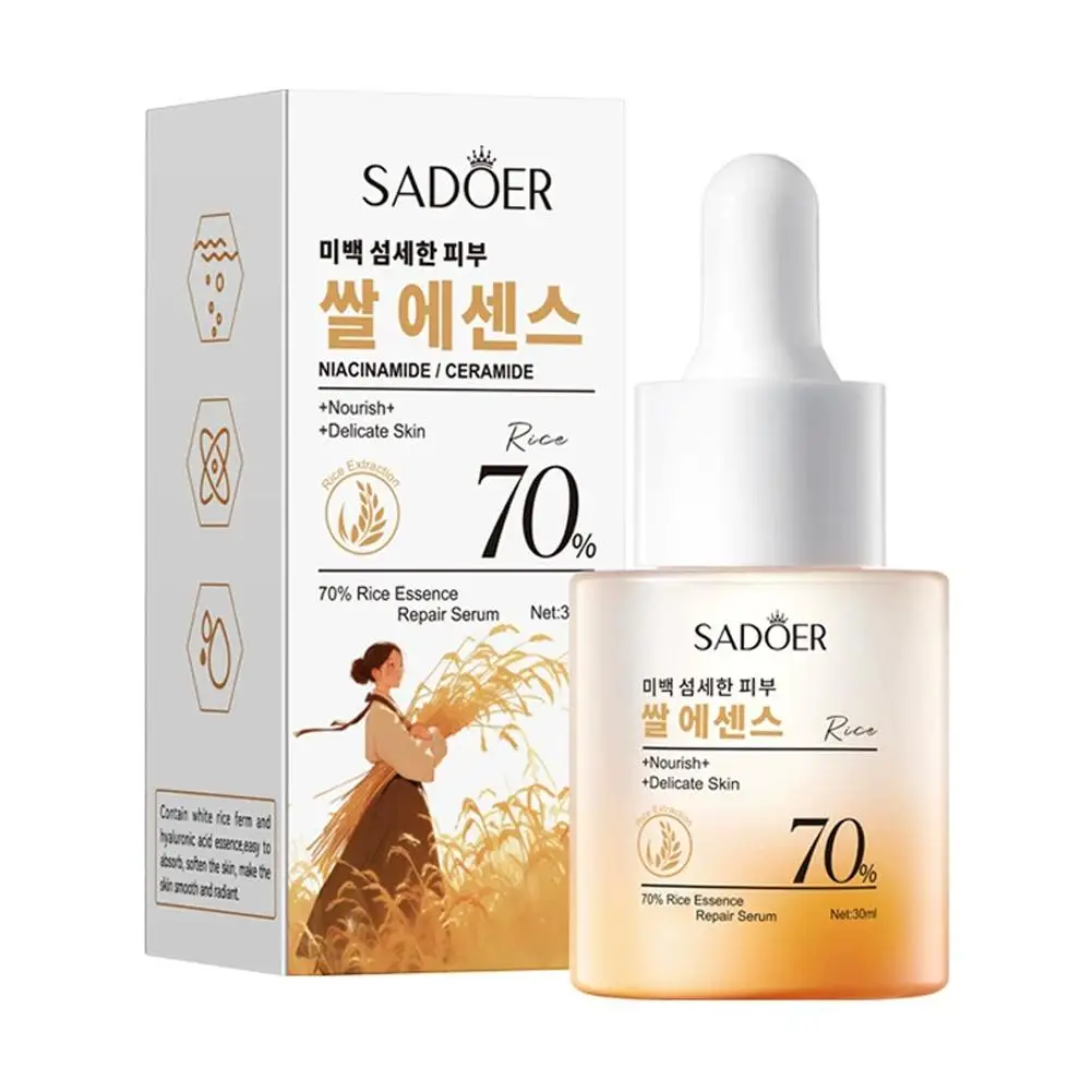 SADOER Rice Serum White Rice Essence Brightening Moisturizing Deep Hydrating Facial Essence Smooth Lines Even Skin Tone Skincare