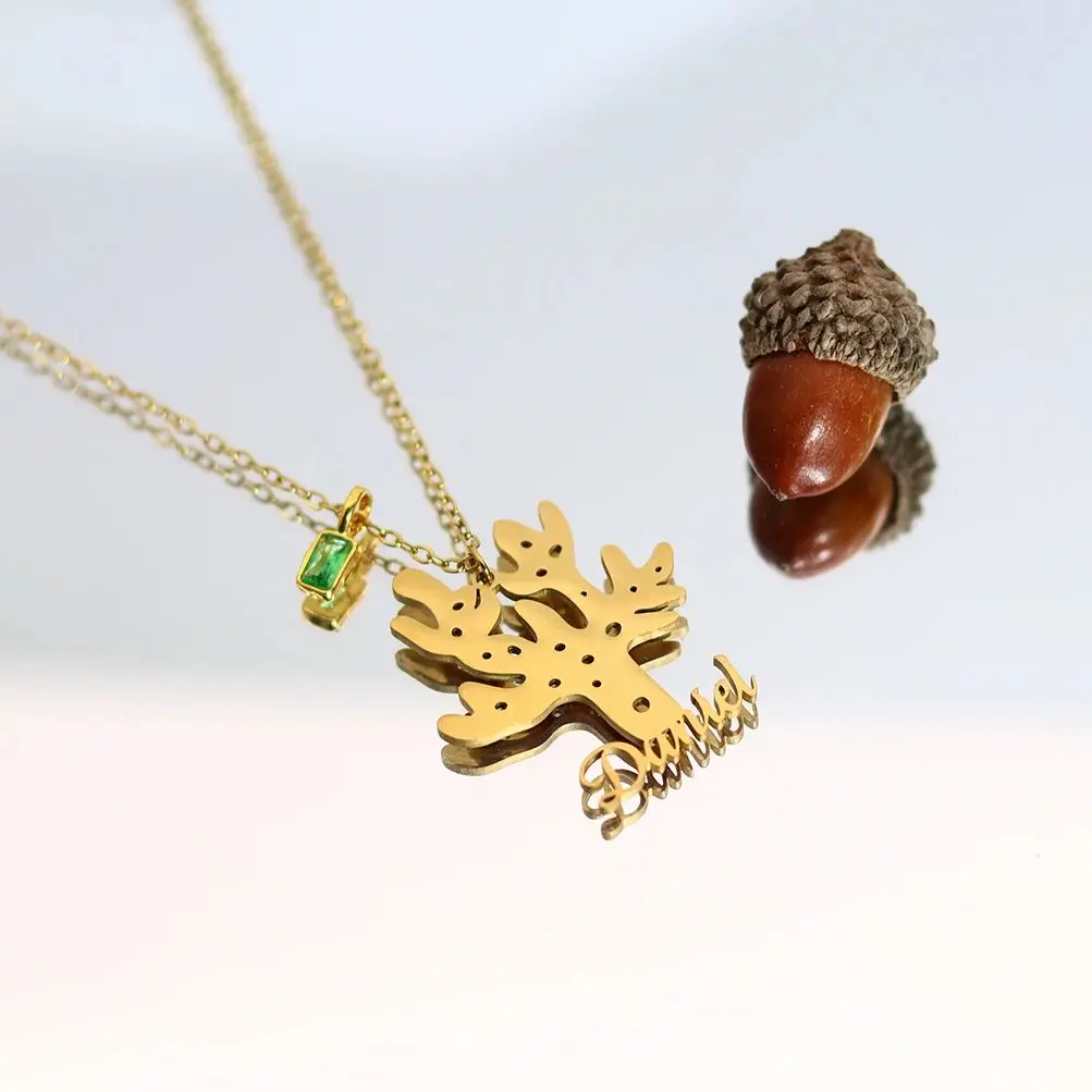 

Todorova Personalized Name Coral Pendant Necklace Stainless Steel Gold Tone Chain Custom Jewelry For Women Valentine's Day Gift