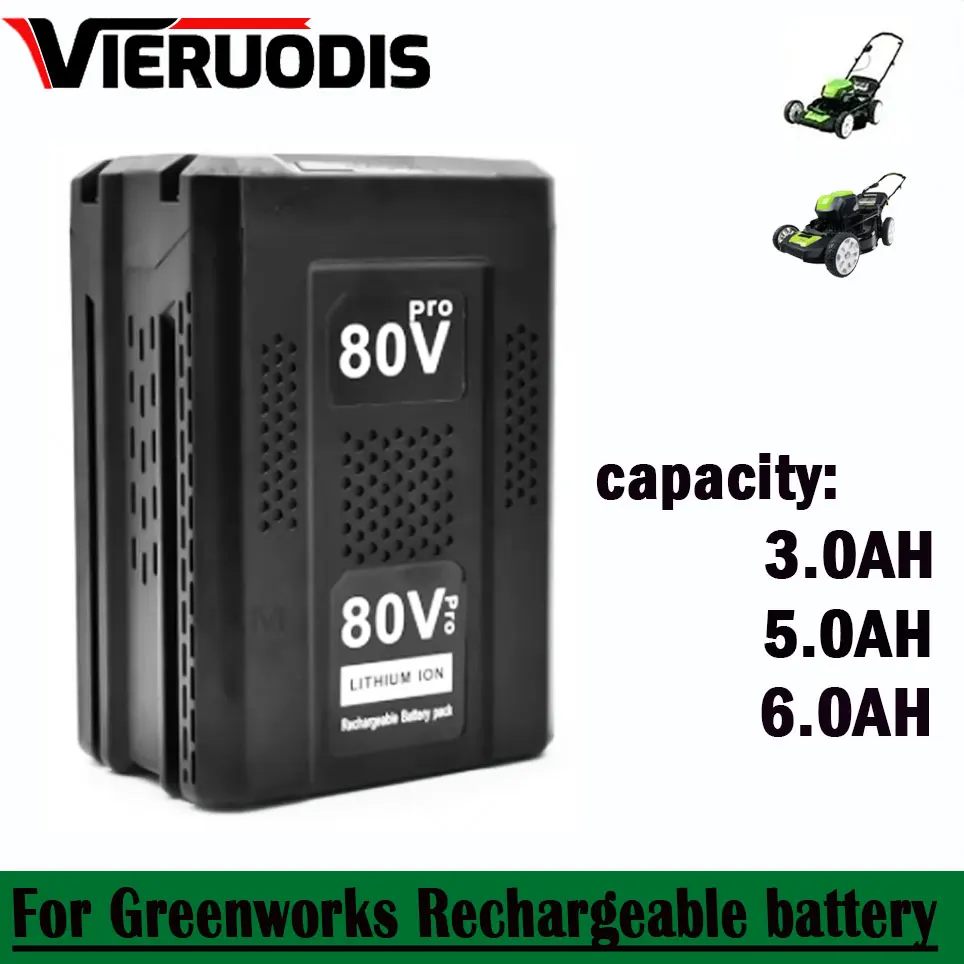 

For Greenworks 80V Replacement Rechargeable Battery 6.0Ah Li-ion Battery for GBA80200 GBA80250 GBA80400 GBA80250 GBA80500