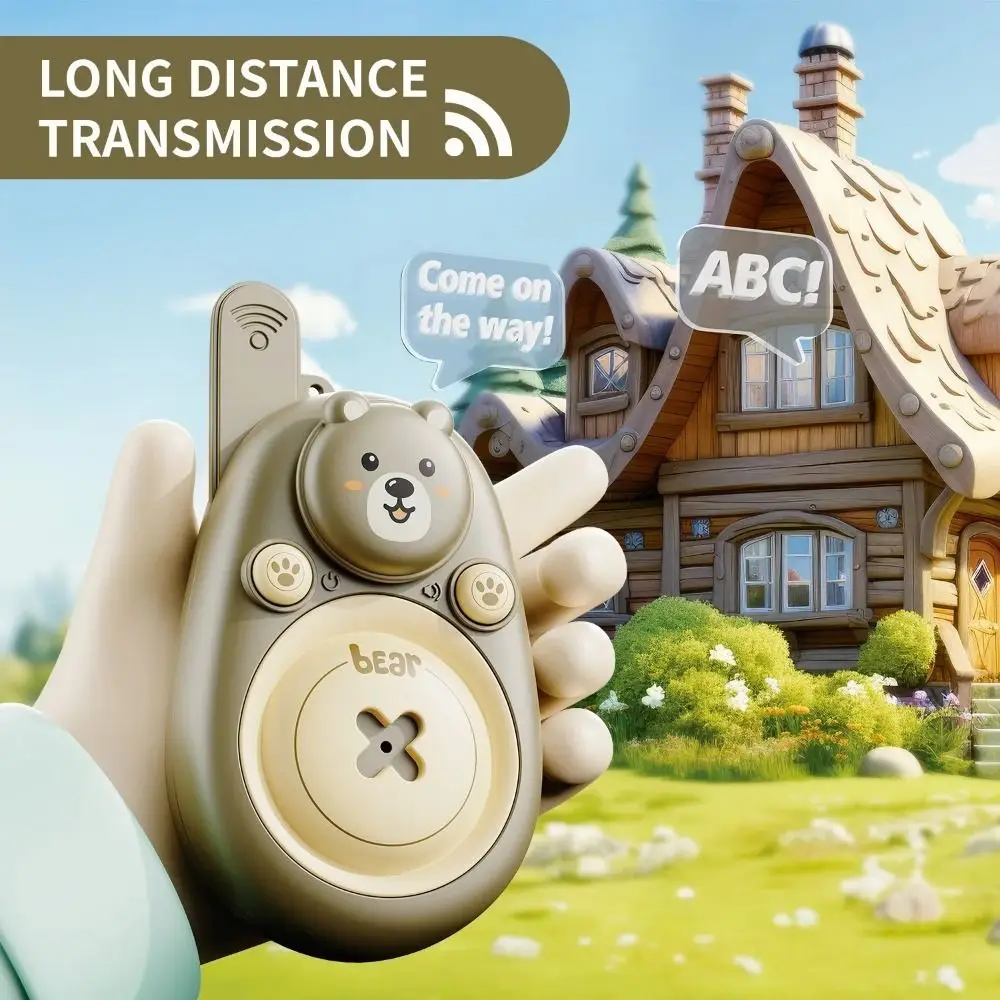 1 paio di walkie-talkie Lovely Bear a lungo raggio, chiamata con un clic, comunicazione wireless, cordino indossabile