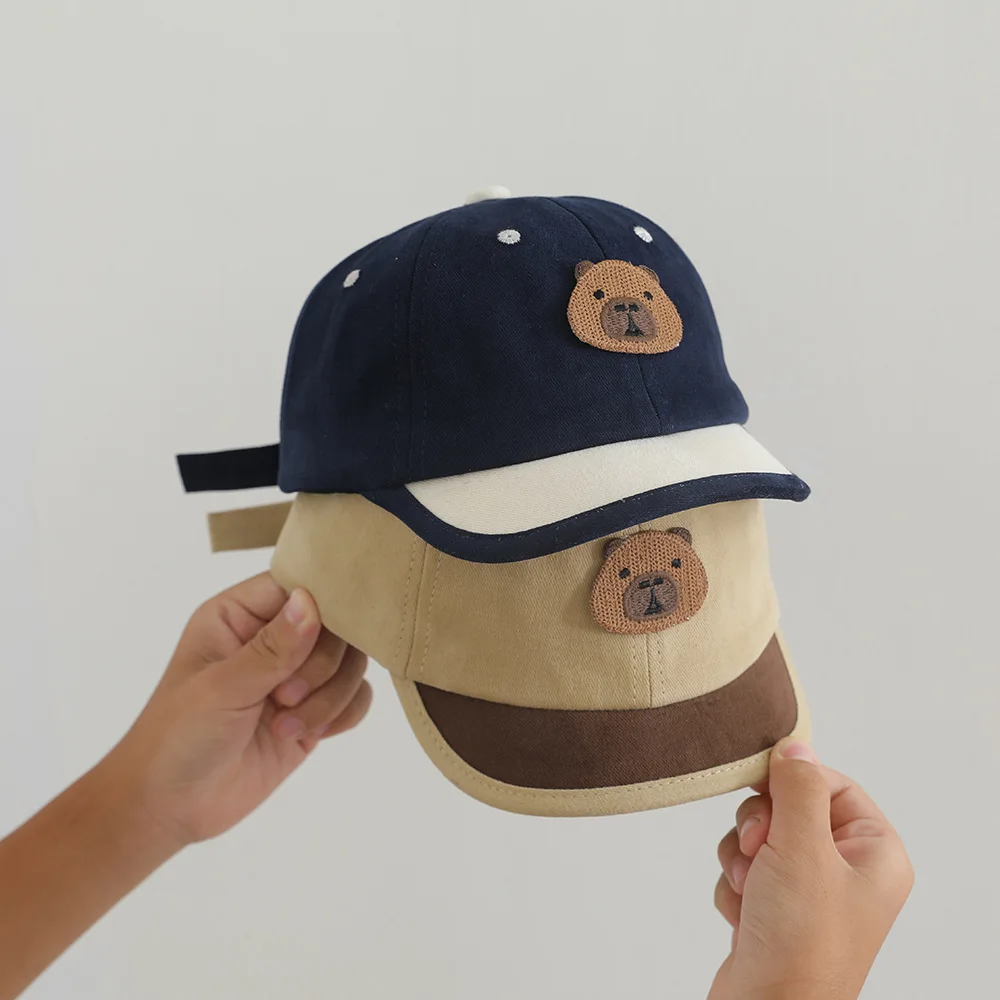 Miniso 春と秋のファッション対照的な子供の野球帽少年少女ベビー日焼け止め太陽の帽子かわいいカピバラ野球帽