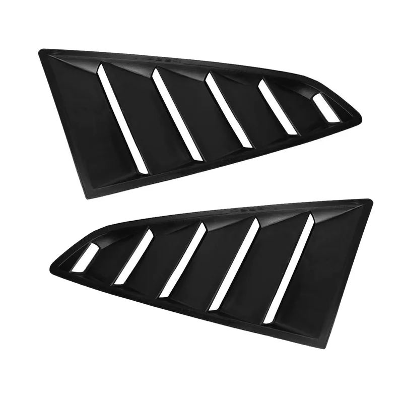 Matte Black Finish Rear Side Vent Quarter Window Louver Shutter Cover Trim for Ford Mustang 2015+