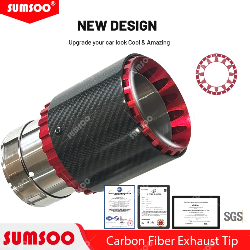 Echte sumsoo 1 stücke modifiziert für volkswagen golf carbon faser schwanz hals auto auspuffdüse modifiziert schwanz mund kugel rot