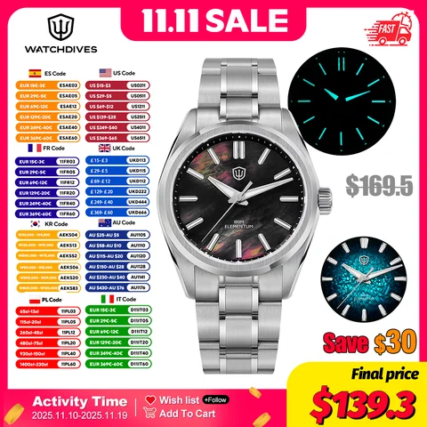 Watchdives WD0003C Quartz Watch VH31 Sweep Seconds Movement 38mm ice Crack Dial Sapphire Luminous 100m Waterproof Men Wristwatch