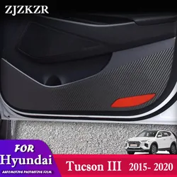 Car Door Anti Kick Pad Carbon Fiber Protection Decals Stickers For Hyundai Tucson III 2015-2017 2018 2019 2020 Auto Accessories