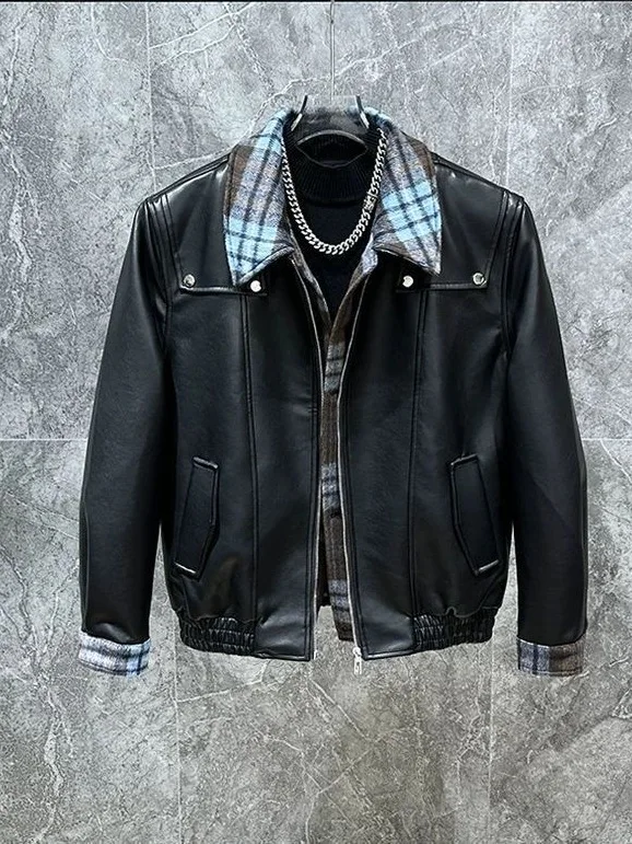 

2220. Весна-Осень. Свободное универсальное мужское длинное пальто в клетку в стиле ретро в стиле пэчворк.