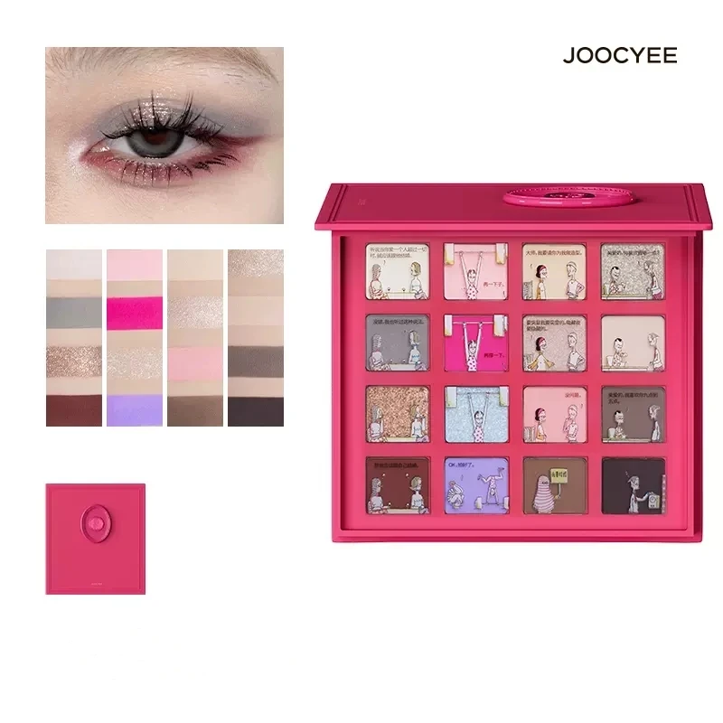 Joocyee Pink Powder Multi-Color Eye Shadow Palette 16 Colors Matte Shimmer Glitter Women Beauty Cosmetic Eye Face Makeup