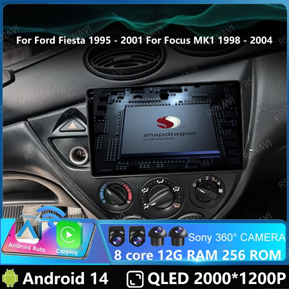 Car Radio Andoird 14 For Ford Fiesta 1995 - 2001 For Focus MK1 1998 - 2004 Multimedia Navigation 4G LTE 2DIN Viedo Player GPS BT