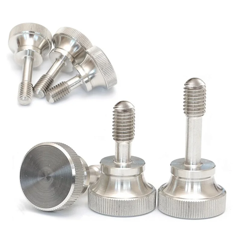 304 Stainless Steel Knurled High Step Head Hand Tighten Thumb Screws Captive Screws M3-M8 Thumb Anti-loosening Half Thread Bolt