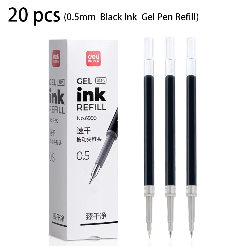Deli 20 stücke 0,5mm Schwarz Tinte Gel Stift Refill Schule Liefert Büro Stift Geeignet Für Gel Stift Minen ersatz Schreibwaren