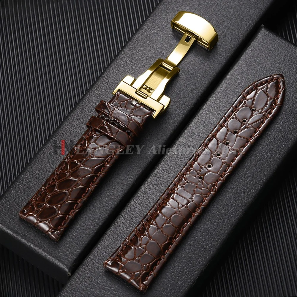 12/14/16/18/19/20/22mm Krokodilmuster-Design Leder-Uhrenarmbänder Automatische Schnalle Herren Damen Business-Uhrenarmband Uhrenriemen
