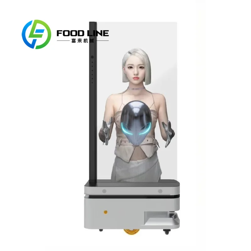 55-Inch Self-Luminous OLED Mobile Transparent Screen with USB Interface Automatic Trajectory Setting Control Advertising Robot