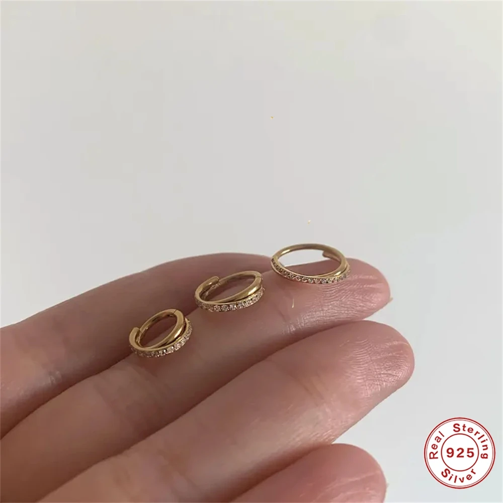 AIDE 1pc Real 925 Sterling Silver 6/8/10MM Huggies Earrings For Women Simple Design Fine Jewelry Handmake Trendy Earrings