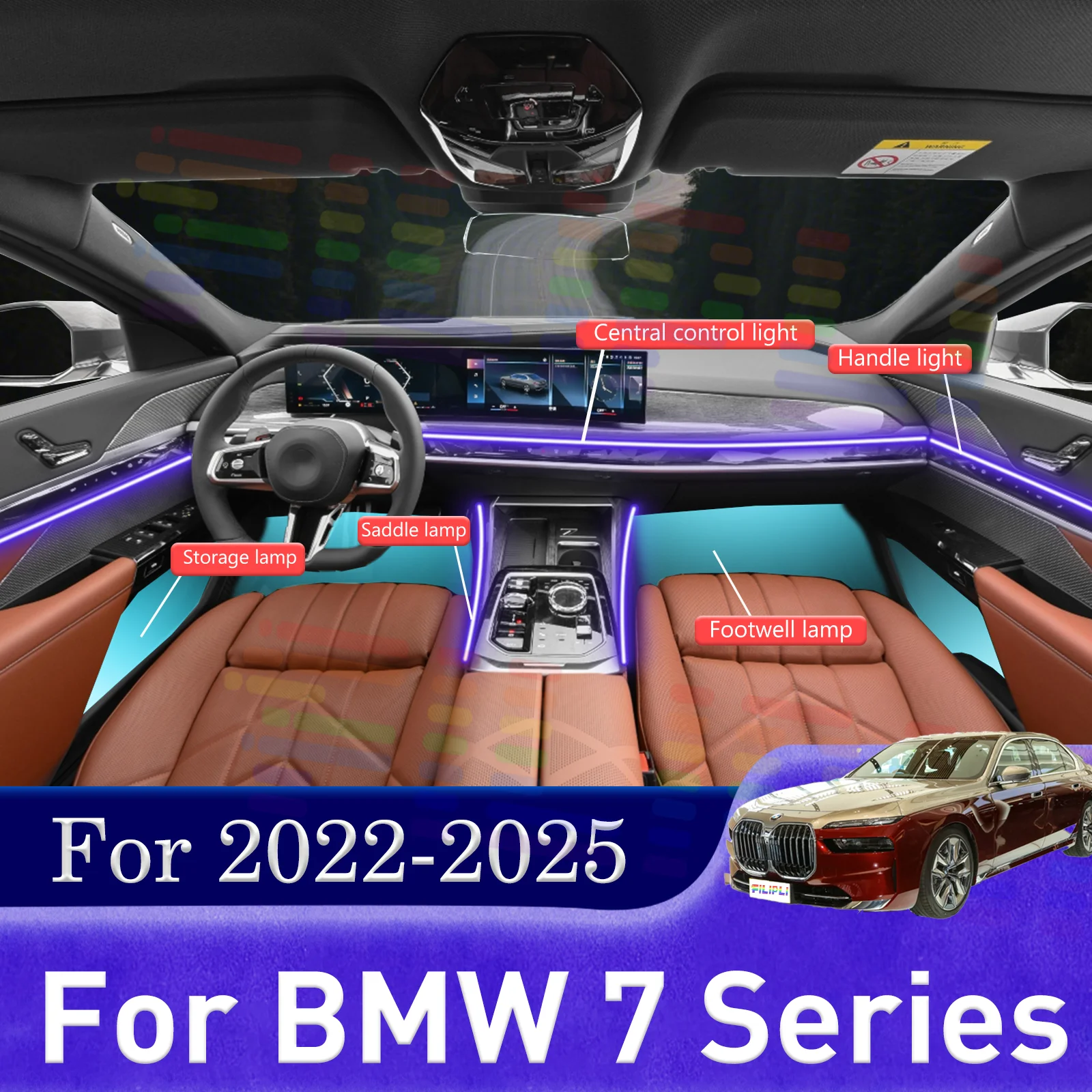 

Для BMW 7series G11 G12 G70 Принесите развлечений в парке развлечений (автомобильный транспорт) со скрытыми светодиодными ремнями для интерьера автомобиля