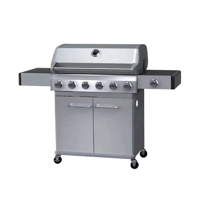 Commercial Stainless Steel 6 Burners Grill Removable BBQ Gas Grills With Table