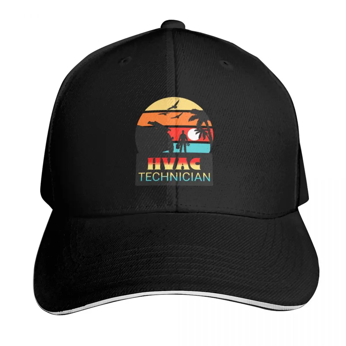 HVAC Sunrise to sunset Baseball Cap Contrast Two Tone Brim Snapback Flat Bill Strapback Dad Hat