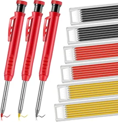 Solid Carpenter Mechanical Pencil With Sharpener For Woodworking Construction Long Head Carpenter Pencil Stationery Supplies
