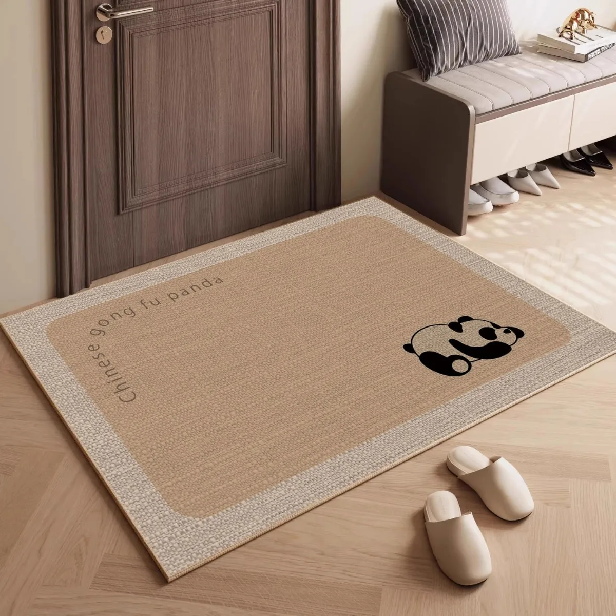 

New Japanese Style Linen Door Mat Luxury Entrance Rug Home Use Hallway Foot Mat Natural Wood Style Anti Slip Floor Mat