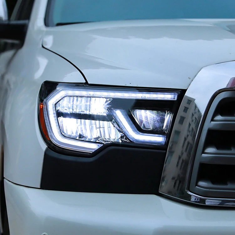 1set car bumper headlamp Tundra headlight 2007~2013y ALL IN LED DRL car accessories head light Tundra fog light