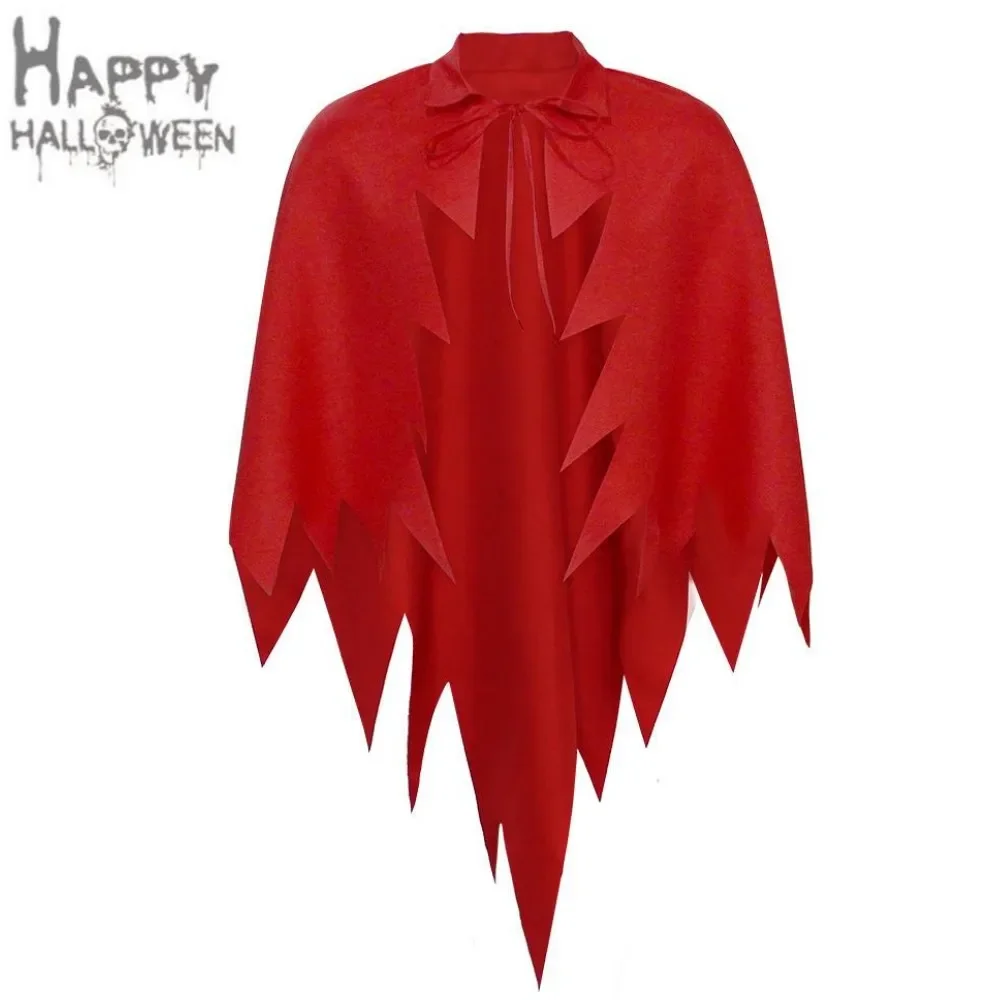 Capa de Halloween Cosplay para homens e mulheres, bainha irregular, estilo rabo de pomba, xale vermelho, terno carnaval de Natal