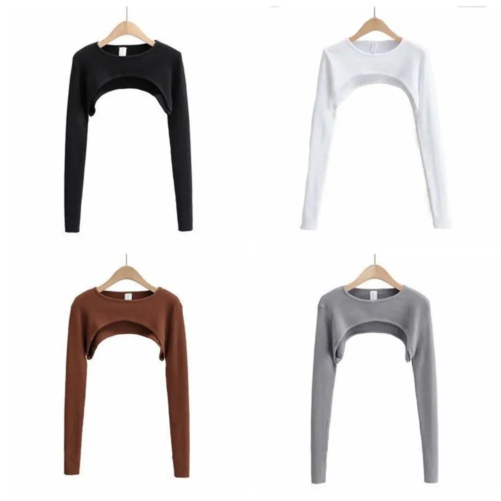 سليم متماسكة كم طويل المحاصيل الأعلى بلون Harajuku س الرقبة محبوك تي شيرت فتاة حار نمط بلوزة قصيرة Y2k الملابس الجمالية