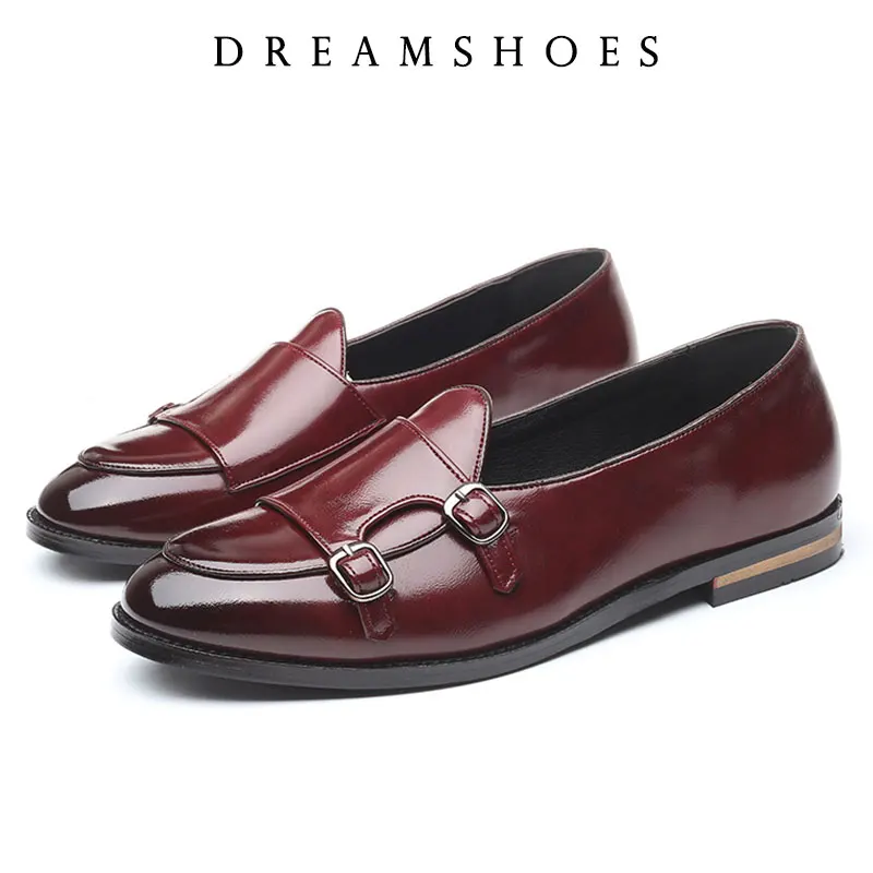 2025 Fashion Men Loafer New Handmade Retro Double Monk Buckle Straps Casual Shoes Men Moccasins For Men Leather Flat Shoes