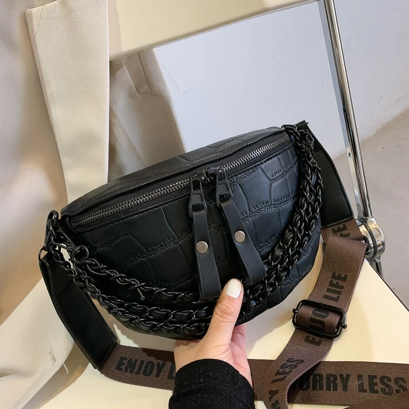 Luxury Women's Fanny Pack High Quality Waist Bag Thick Chain Shoulder Crossbody Chest Bag Female Belt Bag