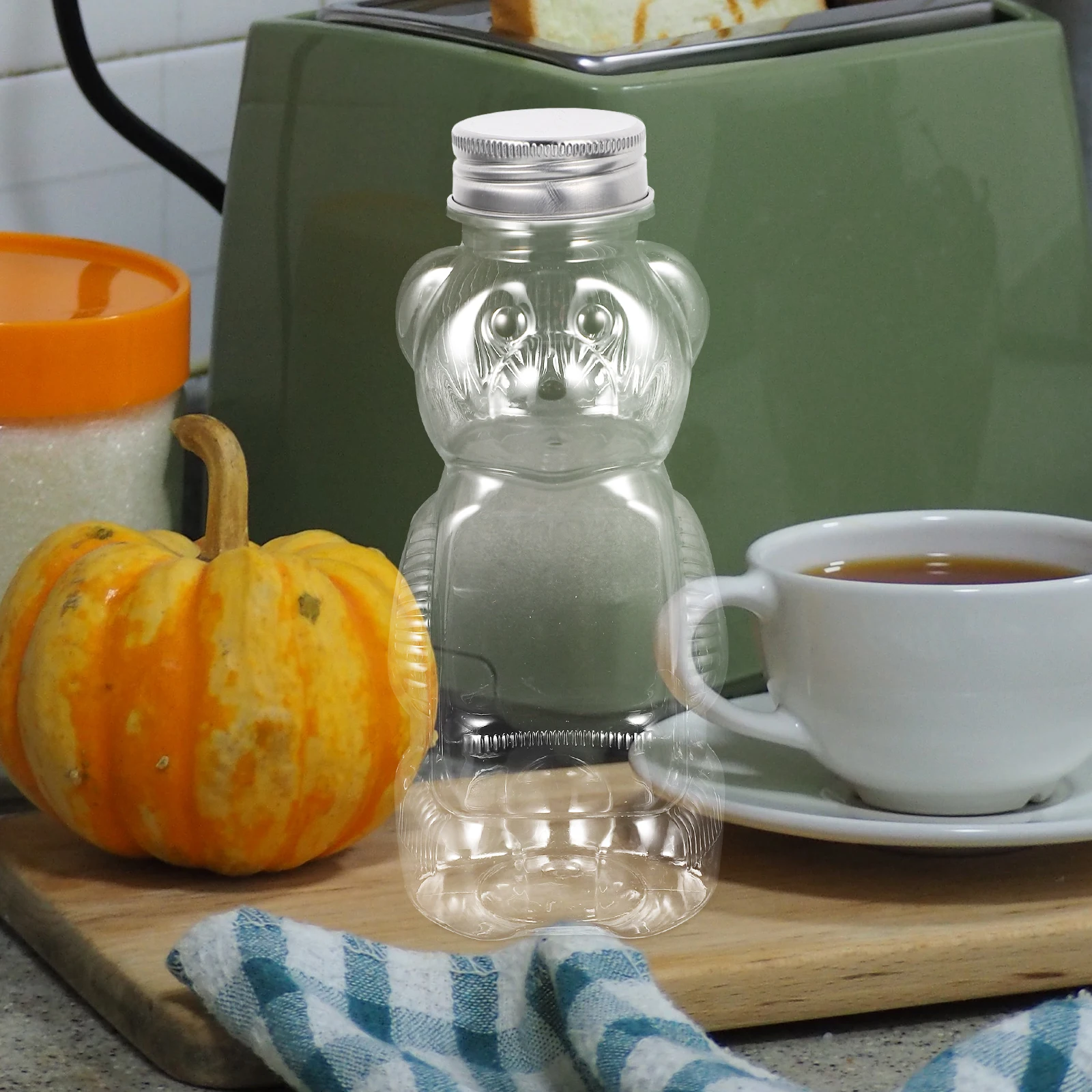 

10 Pcs Bear Honey Bottle Cartoon Jar Sealed Storage Transparent Tank Reusable Kitchen Food Holder Practical Long