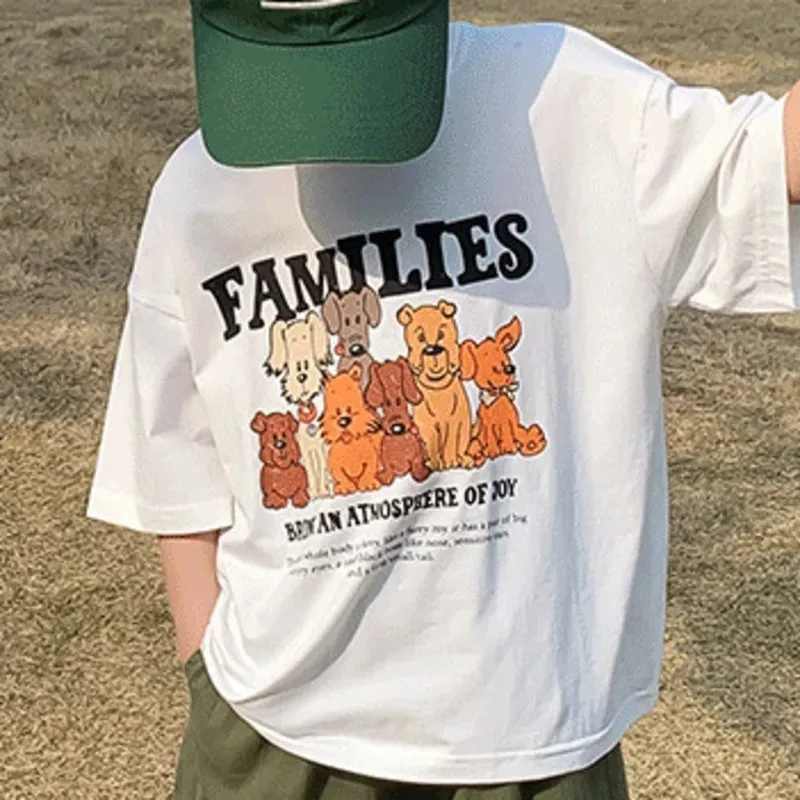 

2024 Boys Cartoon Short-sleeved Pure CottonT-shirt Children's Clothing Summer Children's Short-sleeved Top Shirt Korean Version