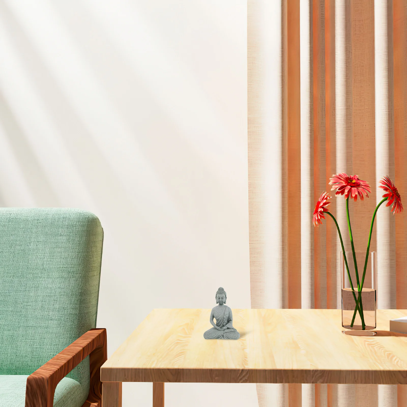 

Sandstone Buddha Statue Natural Bluestone Monk Praying Sculpture For Meditation Zen Decor Desktop Ornament Feng Shui