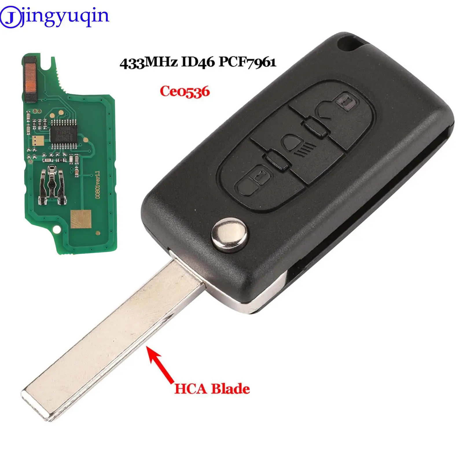 jingyuqin Ce0523 Ce0536 ASK/FSK 433Mhz ID46 For Peugeot 407 307 308 607  For Citroen C2 C3 C4 C5 C6 C8 Car Key VA2/HU83 Blade