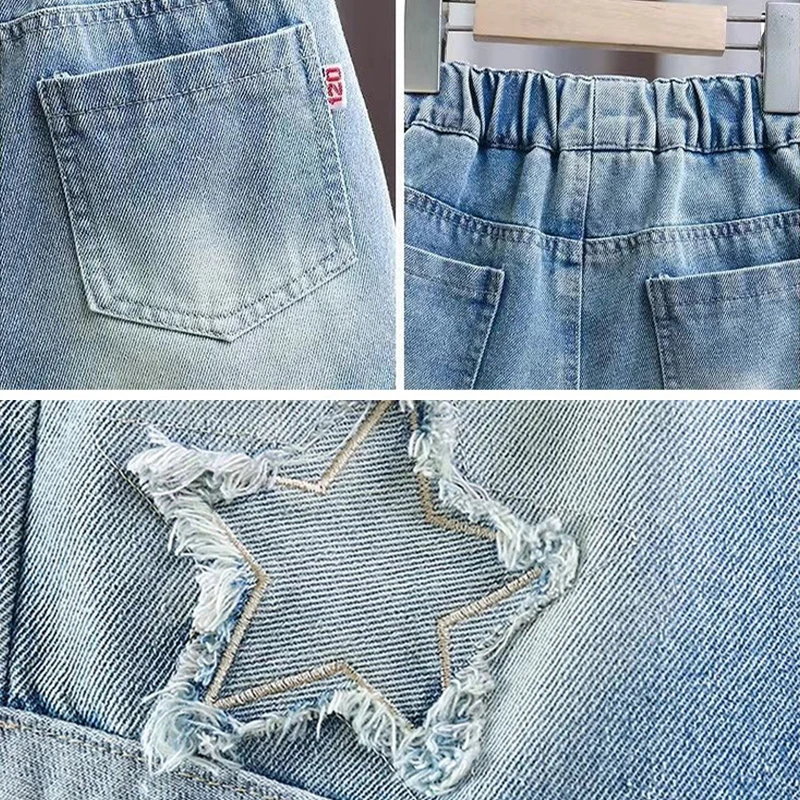 2026 Sommer Mädchen Shorts Jeans Mode Stickerei Lose Kurze Denim-Hosen für 3-12 Jahre Kinderkleidung Kinder Outdoor-Hosen – Detail 6