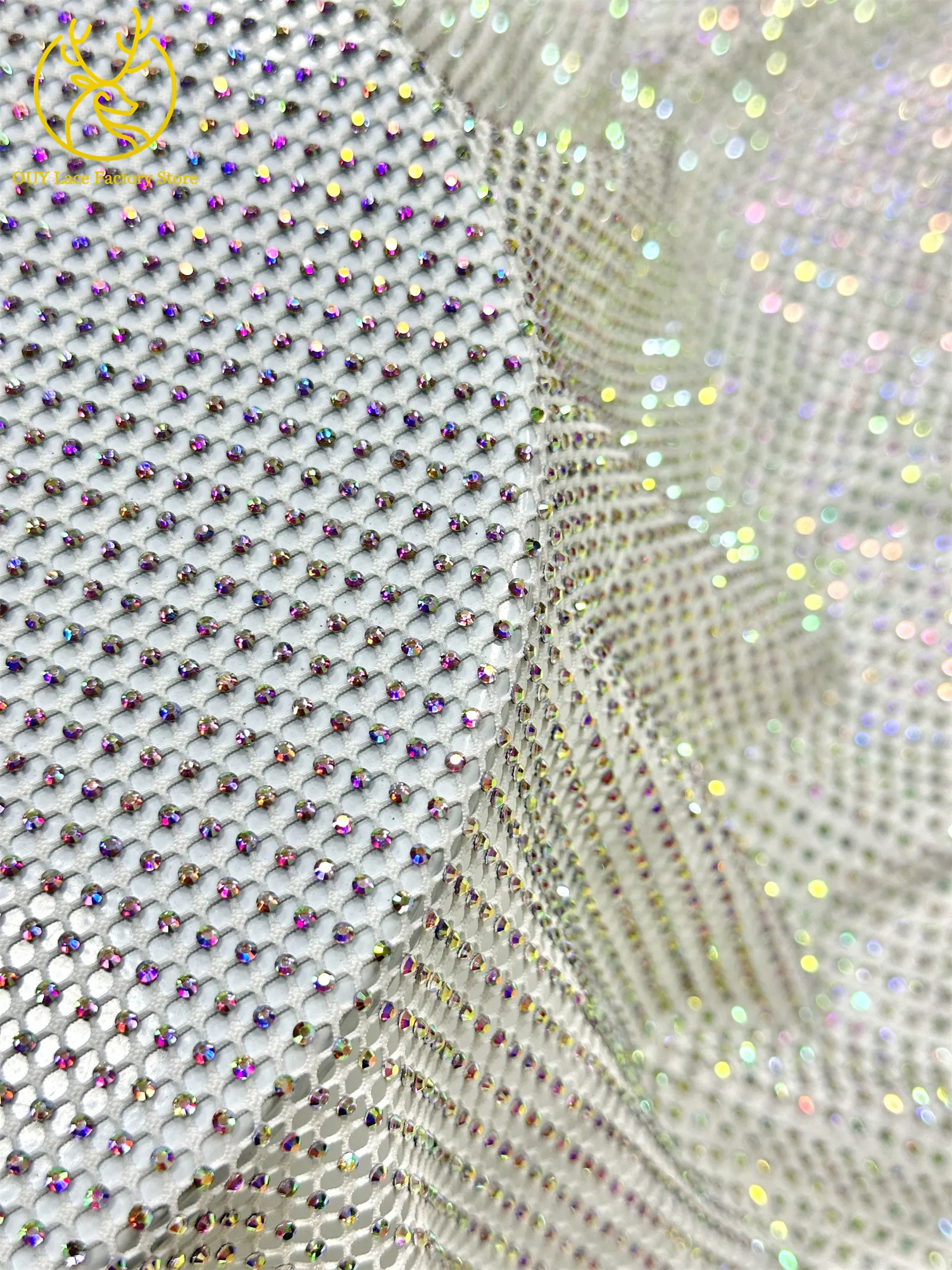 Modischer Österreichischer Diamant-Spitzenstoff 2026 Hochwertiger Kristall-Verzierter Stoff für Afrikanische Abendkleider Nähstoff – Detail 9