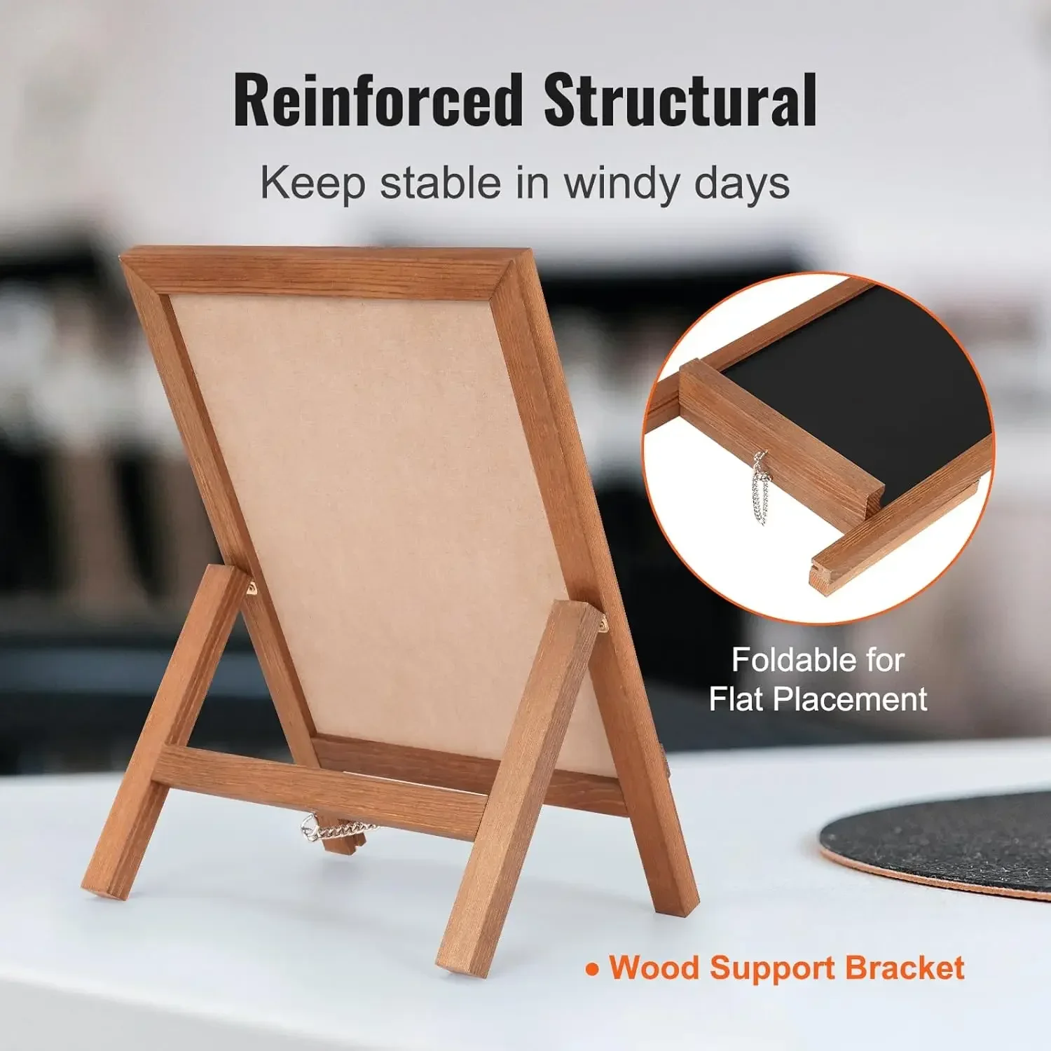 Tabletop Chalkboard Sign, Message Signs with Chalks, Freestanding Framed Memo Board, Vintage Wooden Magnetic Chalk Board, Rustic