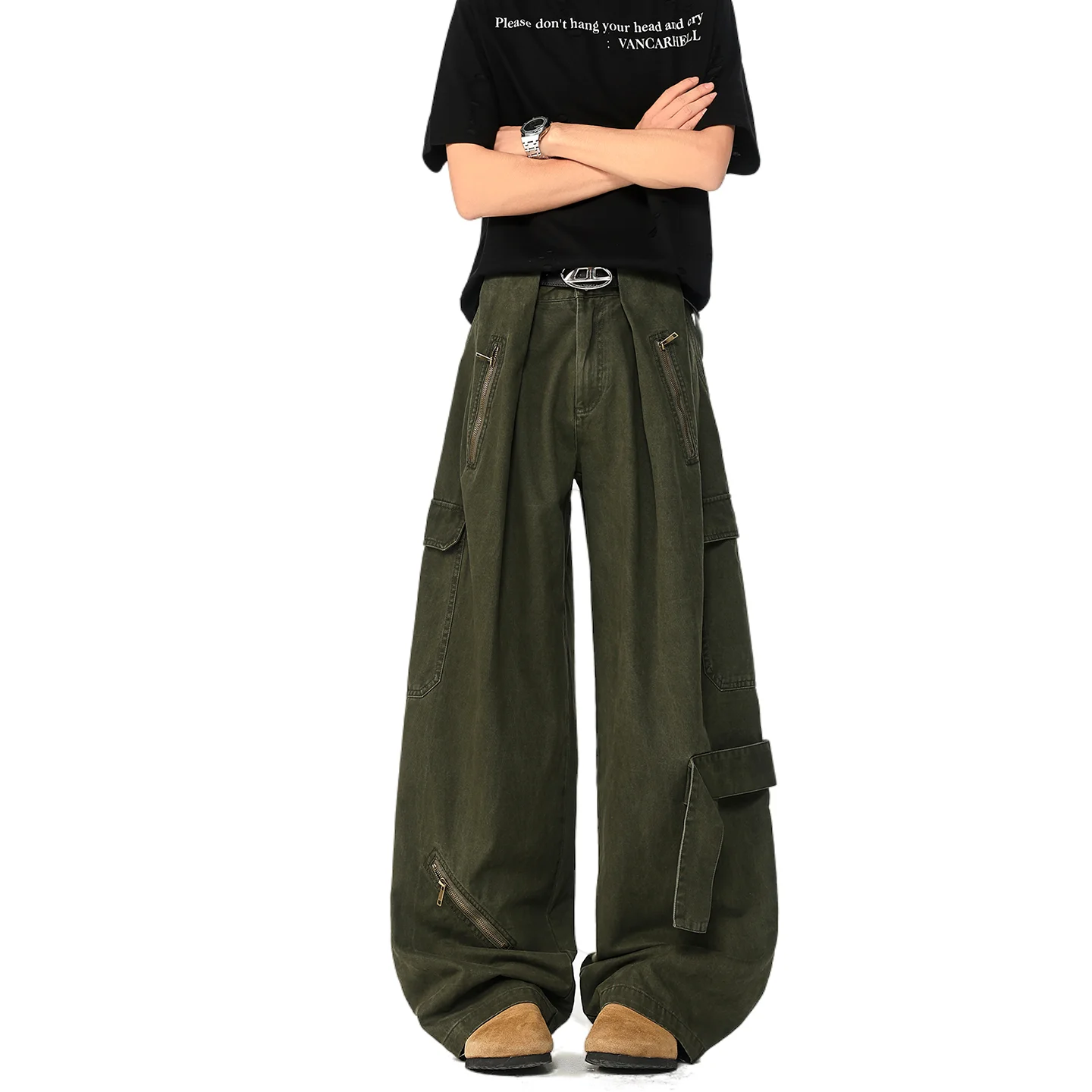 

Trendy 100% Cotton Cargo Pants - American Hip-Hop Style BDU Trousers for Spring and Autumn, Perfect for Streetwear Daily Commute
