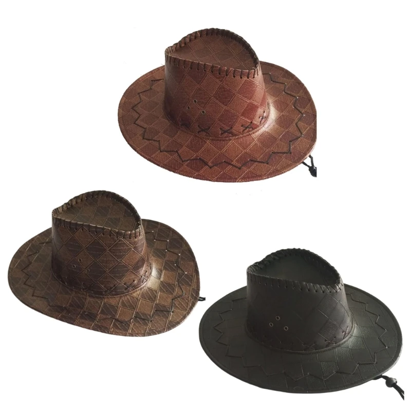 Western Cowboy Hat Wide Brimmed Fedoras Hat Gift for Boyfriend Hat Wide Brimmed for Travel for Outdoor Gatherings