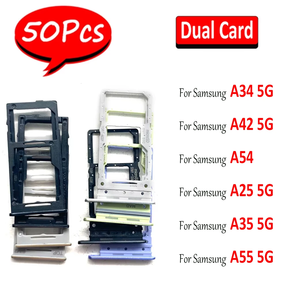 

5​0Pcs，NEW Dual Card SIM Card Holder Tray chip slot drawer Holder Adapter Socket For Samsung A34 A42 5G A54 A35 A55