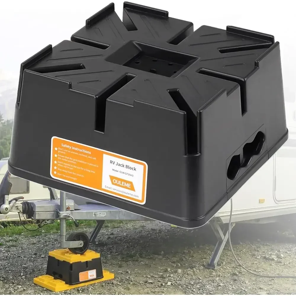 Trailer Jack Block, 15,000 lbs Leveling Block for RV Camper Travel Trailer 5th Wheel, Fits 8.5” Pad, Tongue Stand/Round Square S