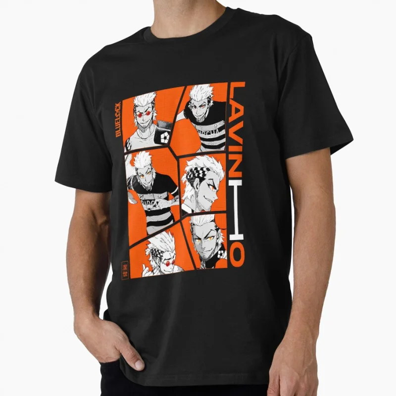 

Lavinho Art Japan Football Manga Blue Lock Anime t shirt for Soccer sports Large size Tops 100% cotton print tee