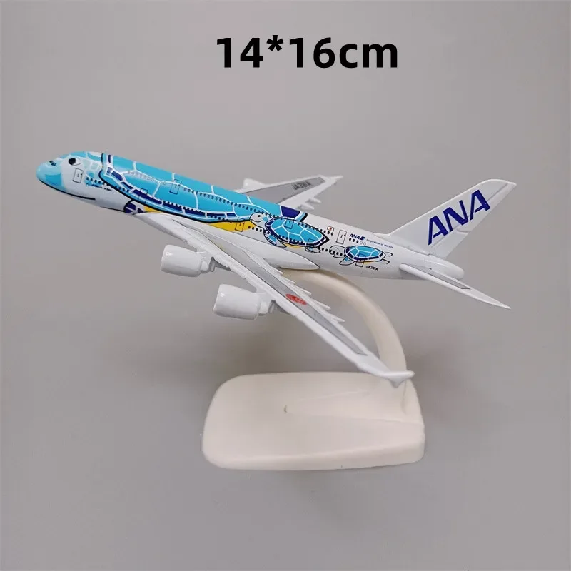 Japan Air ANA Airbus A380 Cartoon Sea Turtle Airlines Diecast Airplane Model Plane Aircraft w Landing Gears 18*20cm Alloy Metal