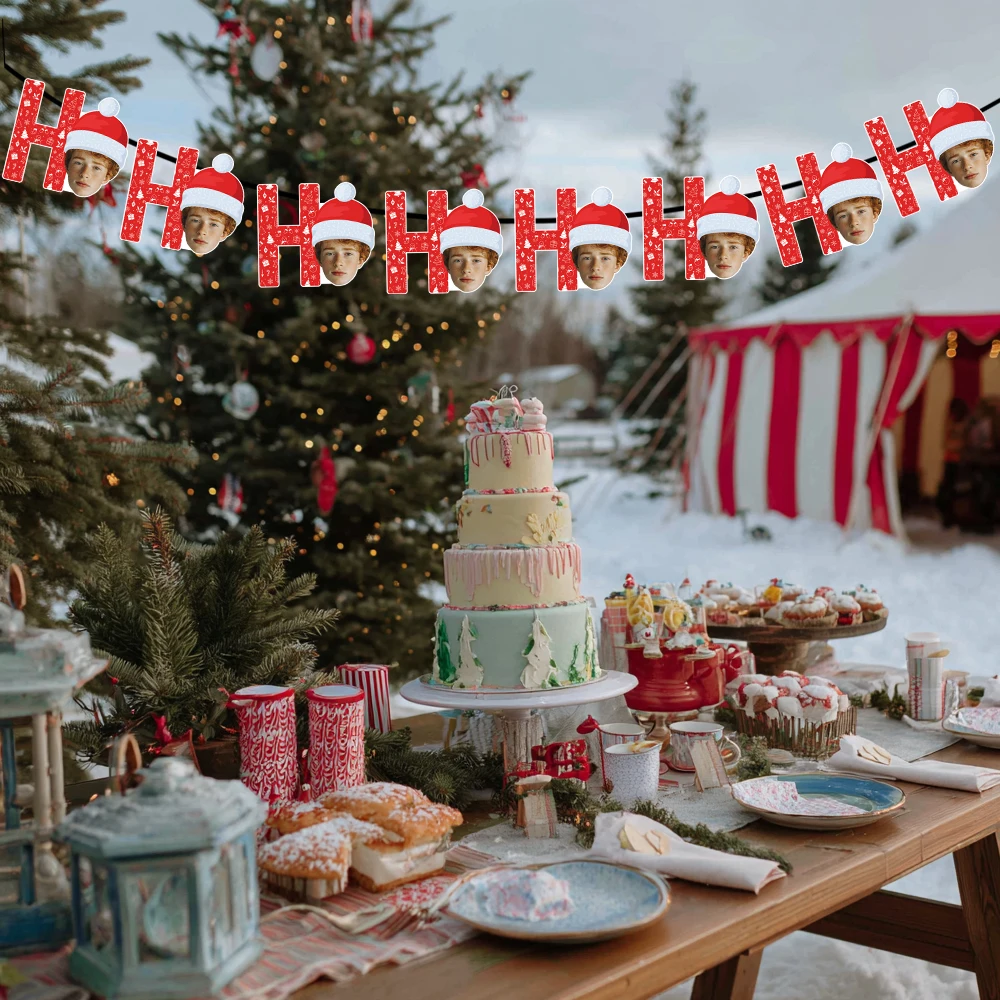 Maßgeschneiderte Weihnachtsbanner, personalisierte Weihnachtsmütze-Designs, festliche Feiern, Hintergrunddekorationen für die Weihnachtsfeier