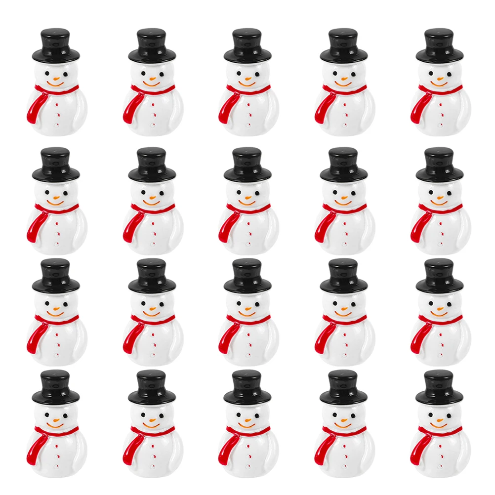 

24Pcs Christmas Mini Resin Snowman Decor Flat Top Hat Xmas Holiday Village Micro Landscape Party Tabletop Decoration
