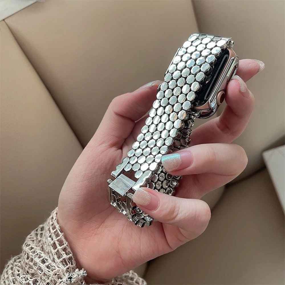 Women Strap for Apple Watch 10 42mm 49mm Band for iWatch Series 9 8 7 6 5 4 Se 41mm 40mm 38mm 44mm 45mm Stainless Steel Bracelet
