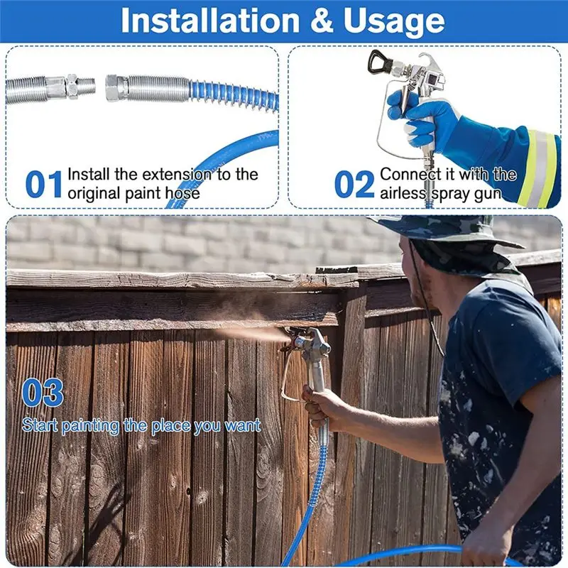 A58Z 4Ft Airless Paint Extension Hose,3/16Inch Pressure Paint Whip Hose,3000PSI Extended Wall Painting Tube 2PCS