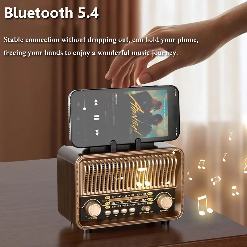 المحمولة الرجعية DSP راديو FM AM SW كامل النطاق أجهزة الراديو استقبال قابلة للشحن بلوتوث 5.4 المتكلم صندوق تشغيل الموسيقى دعم TF بطاقة USB AUX