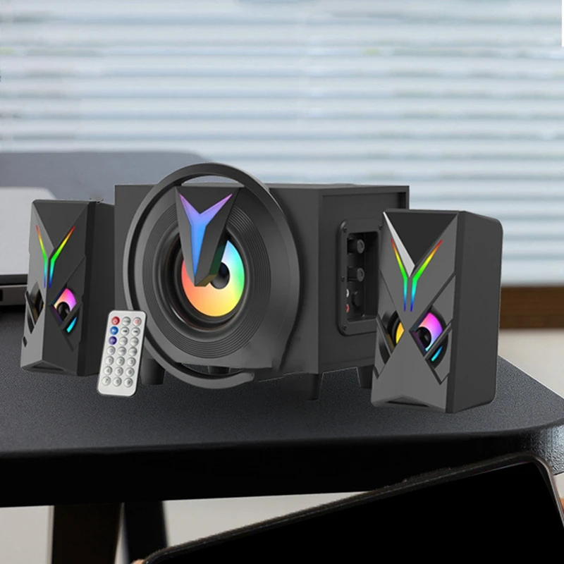 RGBステレオコンピュータースピーカー,3.5mm入力,ボリュームコントロール,マルチメディアデスクトップスピーカー,ゲーム,コンピューター,タブレット,電話