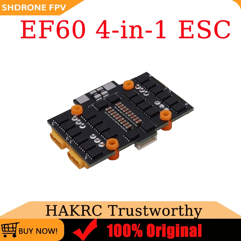 HAKRC EF60 4-in-1 ESC 50MHz 2S-6S Lipo 55A Peak Current PWM Protocols Suppor for FPV High-Power Drone Large RC Model